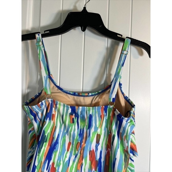 Ceeb Size 10 Women's 3 Tiered Ruffle Tankini Top One Piece Swimsuit- Multi Color - Picture 9 of 12